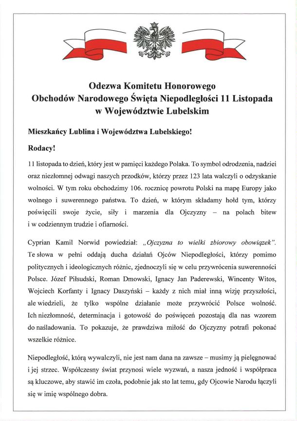 Odezwa Komitetu Honorowego